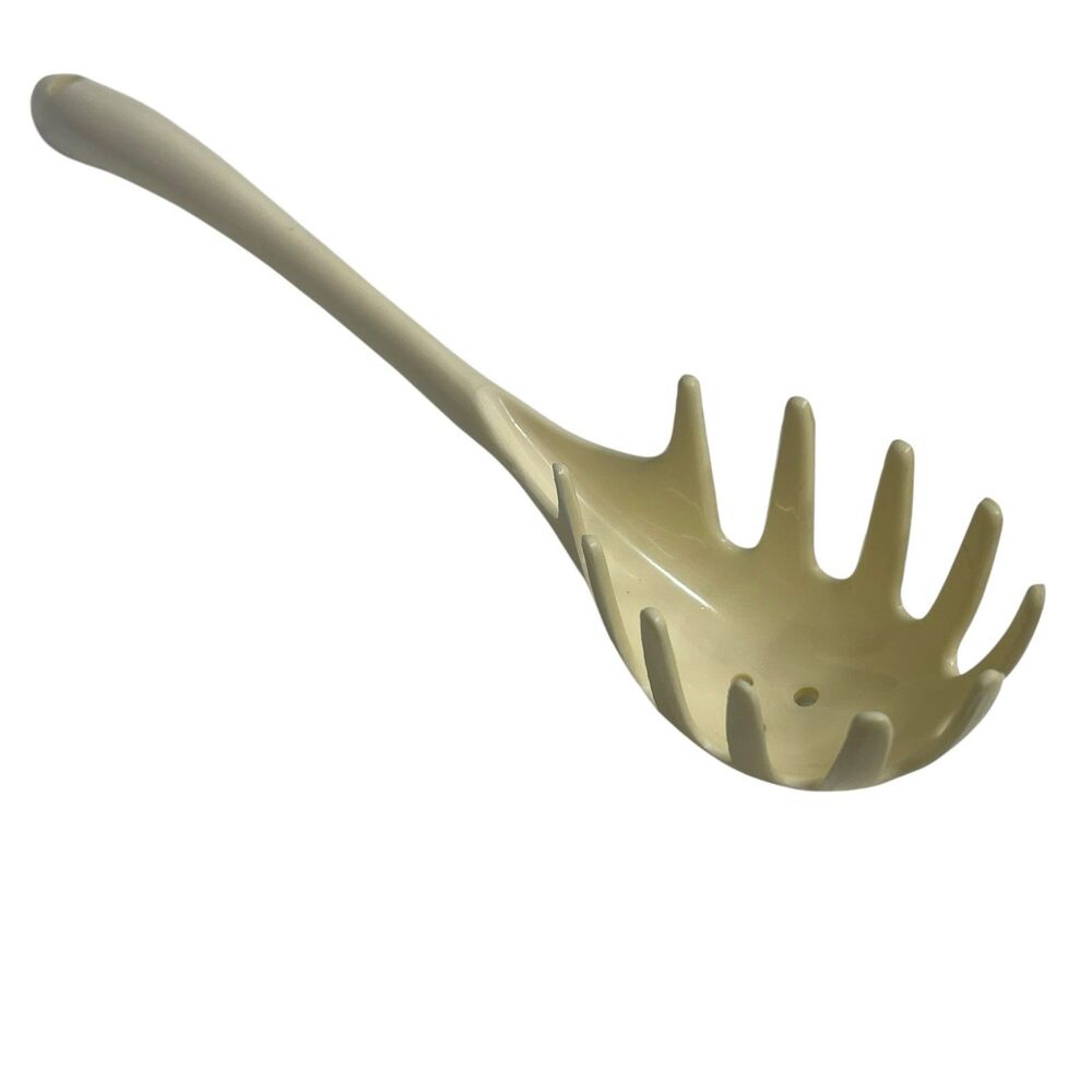 VTG Spaghetti Pasta Fork 11.5" Serving Spoon Almond Cream Unbranded